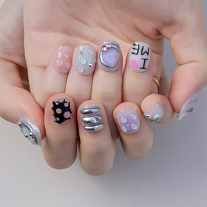 Nuevo contenido personalizado Diseño único Acrílico Cubierta completa Corto Artificial 3D Press-On Nails Faux Ongles Finger Regalo al por mayor - Product Image 6
