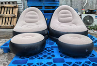 Canapé gonflable portable confortable et durable en PVC floqué avec repose-pieds et dossier séparés pour jeux en extérieur dans la cour