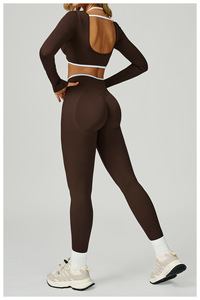 Bond donna tuta Yoga senza cuciture a contrasto di colore cava bella schiena a vita alta abbigliamento Fitness Outdoor <span class=keywords><strong>sport</strong></span> da corsa 5 tuta - Product Image 4