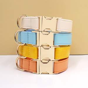 Großhandel Neues Luxuriöses Veganes Rotes Geprägtes PU-Leder und Metall Hundehalsband Leicht Wasserdicht China für Kleine Hunde - Product Image 3