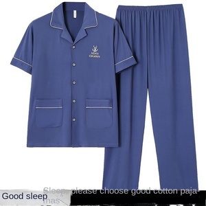 <span class=keywords><strong>Pyjama</strong></span> d'été fin à manches courtes et pantalon pour <span class=keywords><strong>homme</strong></span>, motif dessin animé, ensemble de maison pour papa d'âge moyen et jeune - Product Image 3