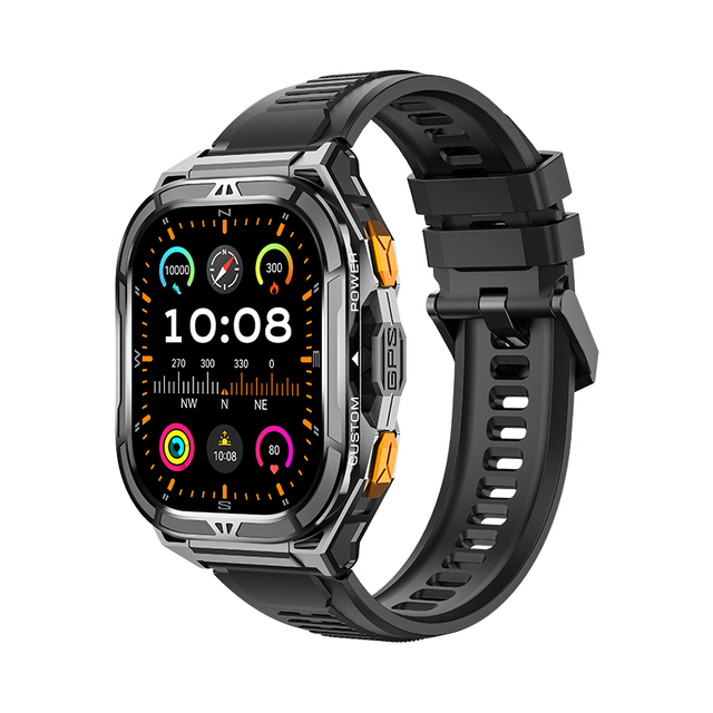 New Square-Design GPS Smart Watch X5, 1.96inch AMOLED Screen 530mAh Battery 5ATM Waterproof GPS Track BT Calling Smartwatch 2025