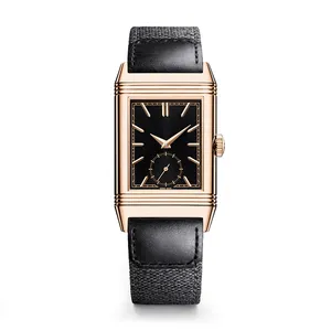 watch for women luxury classic design Duetto rose Gold 34x23mm Rectangular Silver dial Steel women's quartz watch Leather Strap