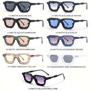 Lunettes de soleil carrées Y2K à monture petite et unique, avec logo personnalisé, tendance 2025, verres irréguliers UV400, style punk, pour hommes et femmes - Product Image 4