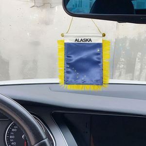 Custom Alaska State Satin Pennant Flag Digital Printed Car Mini <b>Banner</b> with Yellow Tassels Made of Polyester and Plastic - Product Image 3