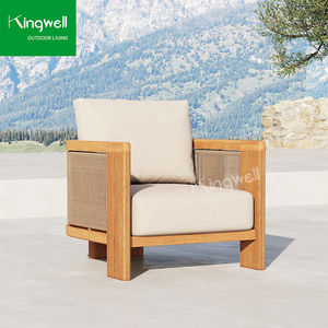 Conjunto de Sofás de Madera de Teca Modernos y Duraderos para Exteriores, Resistentes al Agua y a la Intemperie, Sofás Combinados en Forma de L de 6 Plazas para Patio - Product Image 6