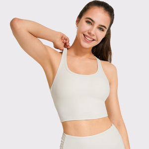Wholesale Women's Ribbed Racerback Yoga <b>Bra</b> <b>Built</b>-<b>in</b> <b>Bra</b> Sleeveless Workout <b>Vest</b> High Stretch Slim Fit Pilates Athletic <b>Top</b> - Product Image 2