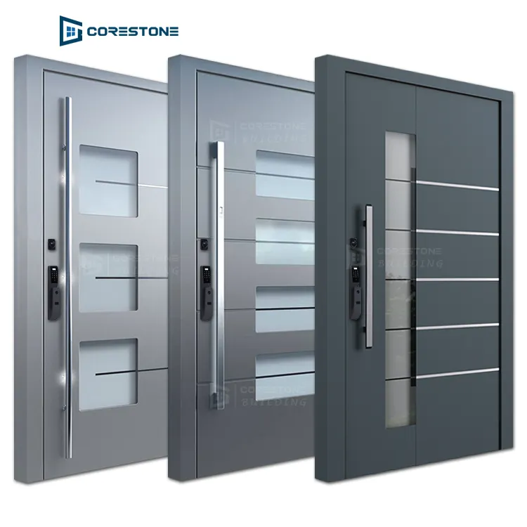 Luxury design stainless steel entrance door exterior security front pivot door modern entry swing stainless steel door