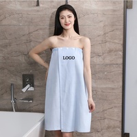 En gros, Serviette de bain enveloppante gaufrée SPA avec logo brodé personnalisé, à boutons réglables, douce, blanche et rose