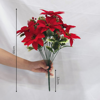 Bouquet de Poinsettias Artificiels avec Baies Rouges, Faux Étoiles de Noël pour Décoration de Table de Fête à Domicile, Vente en Gros Usine