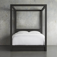Ensemble de meubles de chambre à coucher de style antique Lit à baldaquin avec placage en bois massif Noyer.