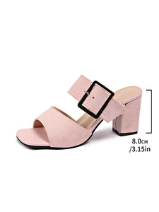 Sandali da donna con fibbia moda tacco quadrato pantofole estive donna sandali cavi <span class=keywords><strong>Sexy</strong></span> per donna taglia 35-42 - Product Image 6