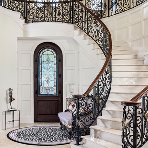 Thiết Kế Cầu Thang Cong Sang Trọng Nội Thất Khách Sạn Villa Lobby Xa Hoa Customized Wrought Sắt Guardrail Marble Bước Cong Cầu Thang - Product Image 3