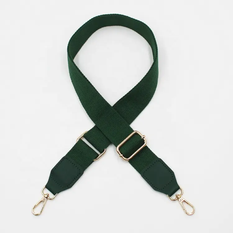 Custom 38Mm 50Mm Brede Groene Polyester Schouderband Met Pu Leer Voor Tassen