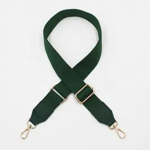 Custom 38mm 50mm Wide Green Polyester Shoulder Webbing Strap With PU Leather For Bags