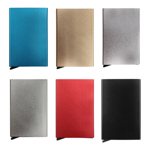 Kim loại chặn RFID chủ thẻ tín dụng Slim Leather <span class=keywords><strong>Wallet</strong></span> RFID chặn Pop Up <span class=keywords><strong>Wallet</strong></span> truy cập thẻ nhanh chóng cho thẻ - Product Image 5