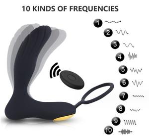 Vibratore remoto senza fili <span class=keywords><strong>per</strong></span> gli uomini doppio anello di massaggio della <span class=keywords><strong>prostata</strong></span> prodotti maschili masturbazione anale plug in silicone giocattoli - Product Image 4