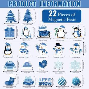 แม่เหล็กติดตู้เย็นลายของขวัญคริสต์มาสยอดนิยมข้ามพรมแดน ลายตัวอักษร รถเลื่อน ถุงมือ ตุ๊กตาหิมะสีฟ้า นกเพนกวิน สำหรับโปรโมชั่น - Product Image 5