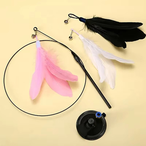 Teaser Stick With Bell, Feather, Long <b>Rod</b> Suction Cup - Product Image 2