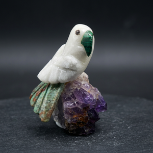 Papillon en malachite/calcaite blanche/chrysocolle/améthyste de haute qualité, technologie suisse, pierre brute brésilienne - Product Image 2