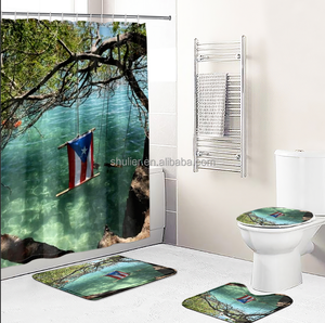 <span class=keywords><strong>Rideau</strong></span> de salle de bain imperméable personnalisé avec drapeau de Porto Rico pour salle de bain, décoration de <span class=keywords><strong>baignoire</strong></span>, faible MOQ - Product Image 5