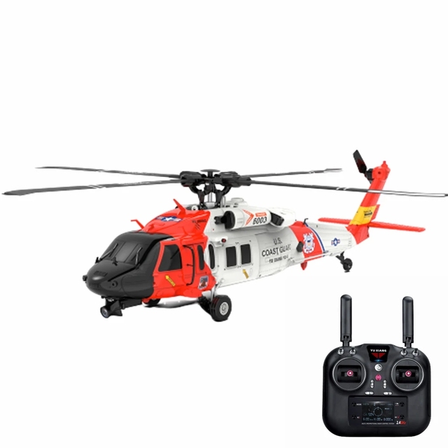 F09-S UH60 RC Helicopter Model 2.4G 6-Axis Gyro GPS Optical Flow Positioning 5.8G FPV Brushless Motor 1:47 Flybarless Coastguard