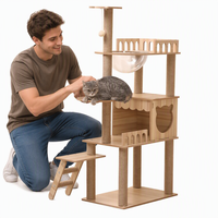 MEEW All-in-One Woll-Glas Umweltfreundlicher Langlebiger Katzenbaum Geschlossenes Katzenhaus Transparente Raumkapsel Kippsicherer Stabiler Karton