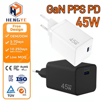 Chargeur USB-C PPS PD 45W, charge rapide super rapide 45W, chargeur rapide USB-C, prise murale européenne, chargeur de téléphone portable