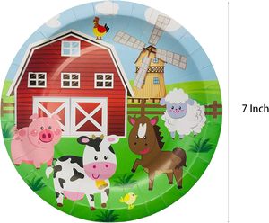 Venta caliente granja moderna platos de papel de 9 pulgadas suministros de fiesta de cumpleaños para decoraciones de granja vajilla y decoraciones de mesa - Product Image 1