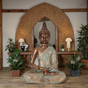 Artesanía Religiosa de Resina, Estatua de <span class=keywords><strong>Buda</strong></span> Sentado Tailandés, Escultura de Dios Hindú, Meditación para Decoración del Hogar y Sala de Estar - Product Image 6