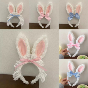 Party Performance Take Photo Cute Sweet Easter Ear Lace Bow Props Plush Bunny <b>Headband</b> - Product Image 2