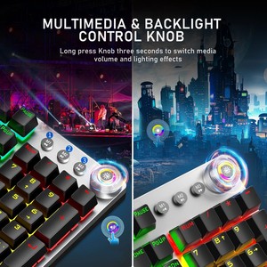 AULA F2088 F2058 104 Keys Mix Backlit Wired Punk Mechanical <strong>Keyboard</strong> Gaming <strong>Keyboards</strong> with Knob and Wrist <strong>Rest</strong> for Gamer - Product Image 3