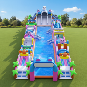 Piscine rectangulaire en acier métallique <span class=keywords><strong>pour</strong></span> enfants et adultes, avec toboggan gonflable et parcours d'obstacles, <span class=keywords><strong>pour</strong></span> l'extérieur - Product Image 2