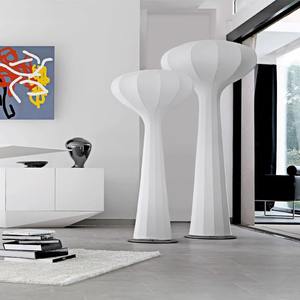 Lampadaire LED E27 design champignon moderne et créatif, style nordique, avec structure en fer, hauteur réglable, en tissu haut de gamme minimaliste pour salon - Product Image 5