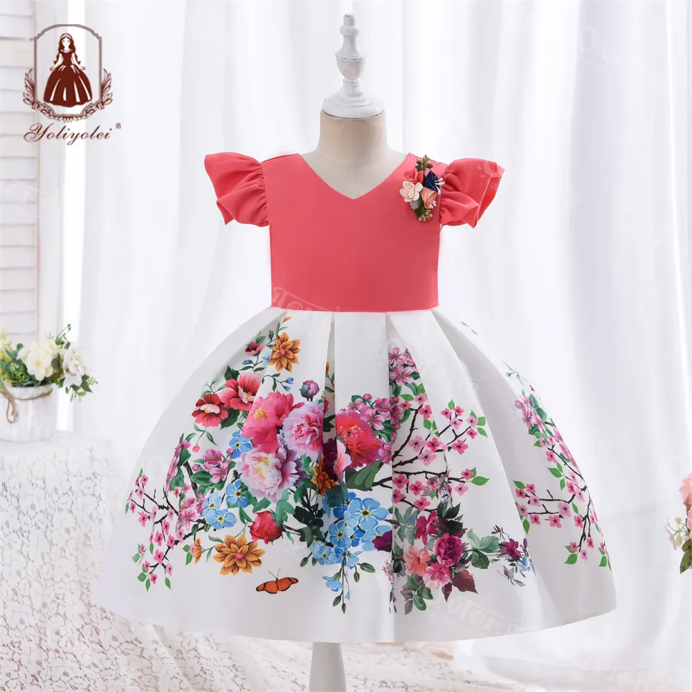 Wholesale Baby Girl Birthday Dresses Chinese Style Embroidery Ball Gown Summer Flower Girls Dresses for Wedding