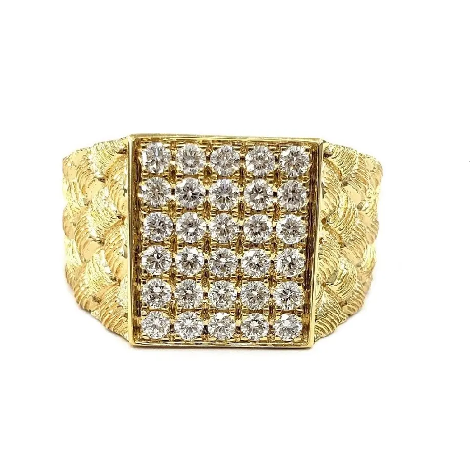 Joyería hecha a medida, diseño único, gama alta, platino, oro amarillo, diamante Natural, Princesa, anillos grandes para caballeros