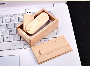 Fancy New Design Full Capacity Swivel Bamboo Usb Flash Stick Wood Usb Keychain with Wooden Gift Box - Product Image 2