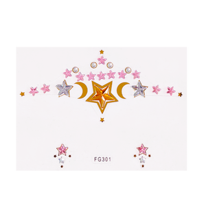 Personnalisable Écologique <span class=keywords><strong>Visage</strong></span> Gemmes Étoile Lune Tatouage Autocollant Sexy <span class=keywords><strong>Visage</strong></span> Maquillage Étanche <span class=keywords><strong>Strass</strong></span> Filles Femmes Coloré Faux - Product Image 2