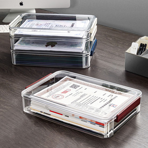 Transparent Rectangle PET Stackable 45L Document Storage <b>Box</b> Desktop Stationery Finishing Family <b>Book</b> Dust-Proof Card - Product Image 3