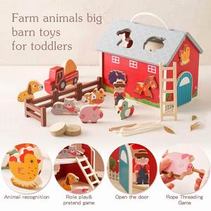 Juguetes Creativos 2 en 1 2025, Bloques de Equilibrio de Animales de Granja, Granja de Madera Portátil para Niños con Figuras de Animales - Product Image 2