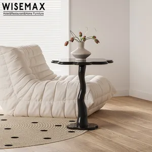 WISEMAX الأثاث الحديثة الكلاسيكية الأسود زهرة تصميم صغيرة طاولة ركن الخشب الرقائقي طاولة القهوة لغرفة المعيشة