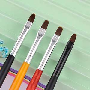 Pinceau à ongles professionnel en nylon synthétique à manche en bois, plat et ovale, pour extension de gel UV, dégradé ombré, manucure en salon - Product Image 5