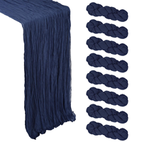 Chemin de table en gaze de coton tissée, style bohème rustique, bleu marine, en polyester, fait main, écologique, pour mariage, fête, maison