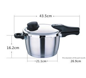 Casserole à induction avec cuiseur à pression en acier inoxydable à pression réglable, poignée noire - Product Image 6