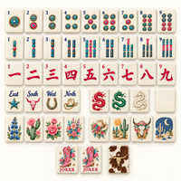 Ensemble de tuiles de Mahjong américain avec motifs floraux occidentaux et décorations en cuir de vachette pour la vente au détail et la personnalisation de la marque
