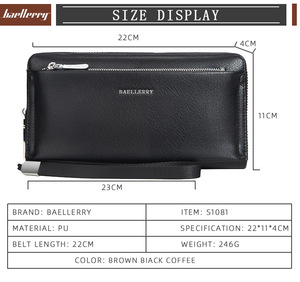 Baellerry classico portafoglio a pochette lunga per gli uomini con bracciale grande portafoglio Business di alta qualità in pelle PU grande tasca con cerniera - Product Image 3