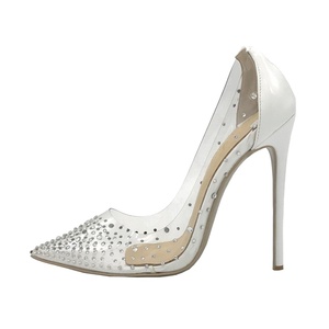 Zapatos de tacón alto con punta en pico de PVC transparente para mujer, superventas personalizados de fabricante, zapatos elegantes para fiesta de boda de verano, Lea auténtica - Product Image 1
