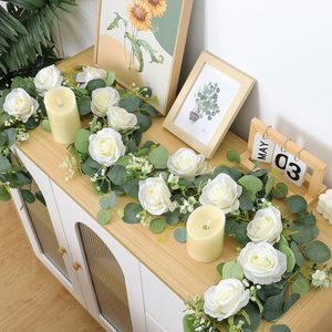 Guirlande artificielle de roses et d'eucalyptus, 100cm-200cm, pour mariage, décoration de la maison, accessoires de photographie - Product Image 4