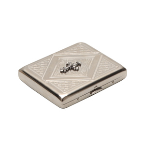 Caja de cigarrillos de <span class=keywords><strong>metal</strong></span> grabada <span class=keywords><strong>Vintage</strong></span> hecha a mano Erliao, caja de almacenamiento de tabaco portátil con diseño cruzado decorativo - Product Image 4