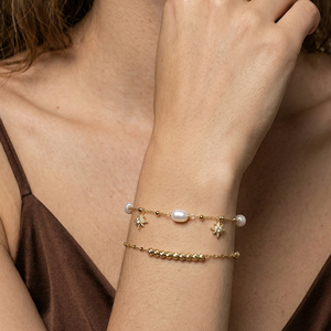 Bracelet <span class=keywords><strong>en</strong></span> argent sterling 925 RINNTIN GPB60 avec perle d'eau douce naturelle et breloque étoile, chaîne fine réglable pour femme - Product Image 6